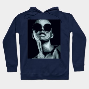 Unknown Stylish Girl in Sunglasses vector portrait Hoodie